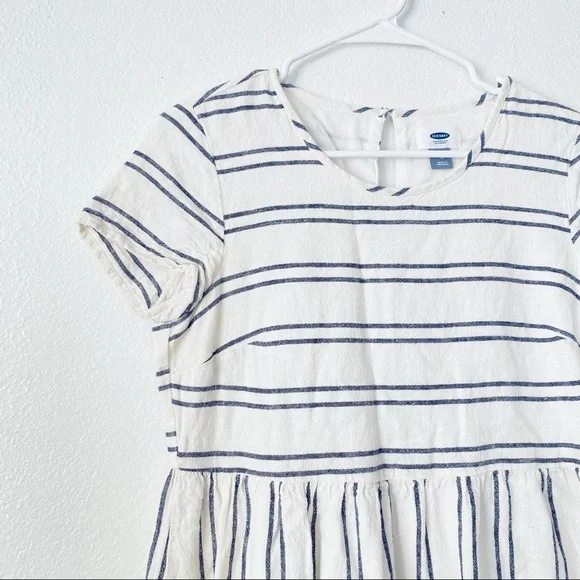 Old Navy XS Striped Linen Blend Fit & Flare Swing Boho Side Zip Dress - Picture 3 of 8